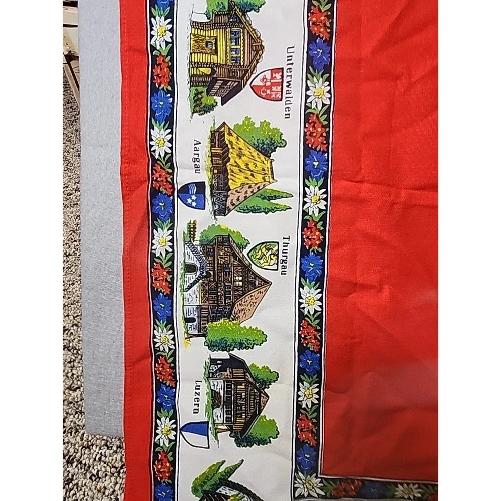 Vintage Small Table Cloth/Scarf Swiss Mountain‎ Towns